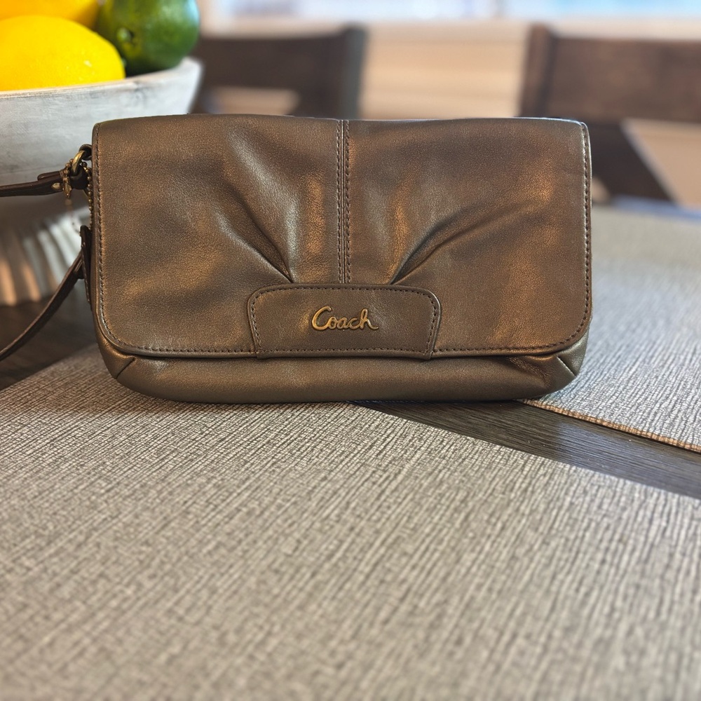 COACH Ashely Bronze Large wristlet clutch